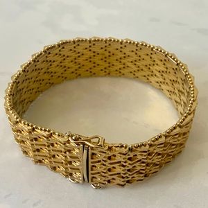 Italian 18 karat gold plated wide statement bracelet